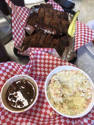 Ribs coleslaw baked beans