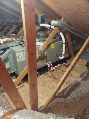 American Standard horizontal furnace and AC installation in attic in Englewood, CO