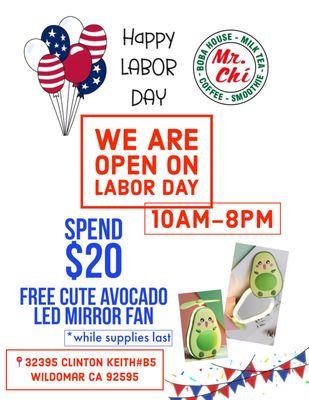 We Are Open on Labor Day (9/2/24)