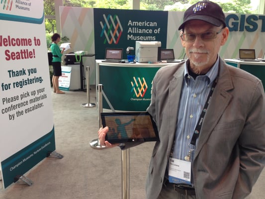 Account Exec Tim Lorenz showing off IMG's interactives at the American Association of Museums Conference