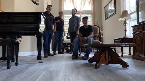 Angel and part of his crew. My fresh newly installed beautiful new floors.