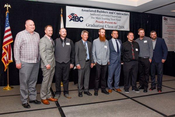 2018 ABC So-Cal Apprentice graduates standing with our Executive Team.