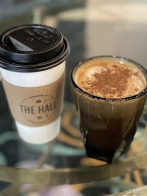 Brown butter latte and a maple pumpkin latte