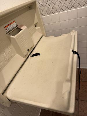 Disgusting changing station that probably hasn't been cleaned in a long time