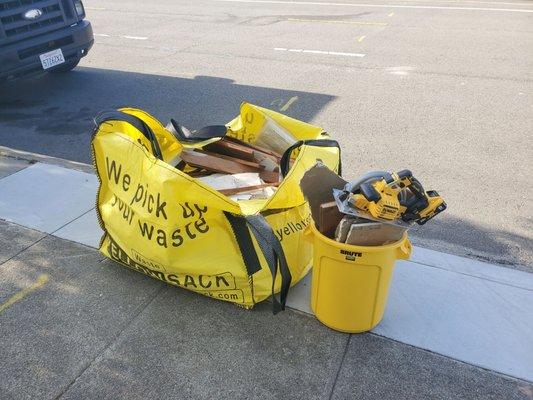 Medium sack, nearly full of mixed debris