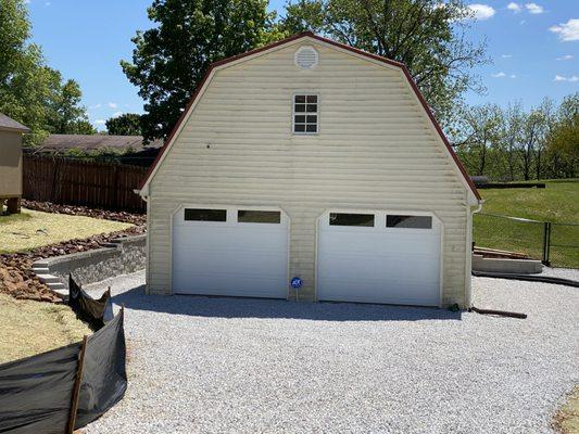 New retaining wall around 2 sides of the garage