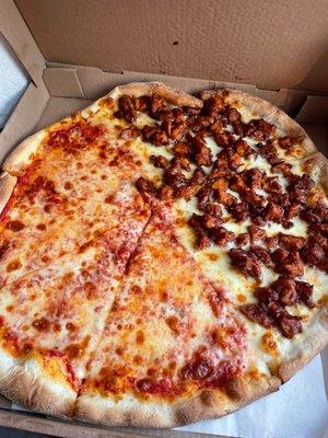 Half cheese half bbq chicken