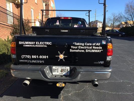 Vehicle advertisement for local Electrician