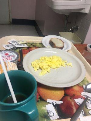 This is an example of what they serve for breakfast for someone trying to build strength during the rehabilitation phase. Horrible