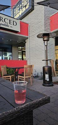 Strawberry seltzer on the patio