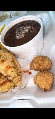 Fried fish, red beans & rice