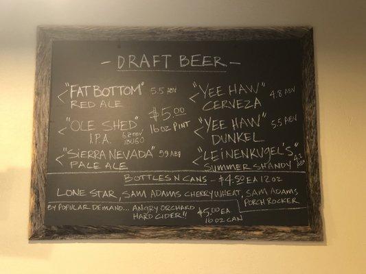 Beer Menu