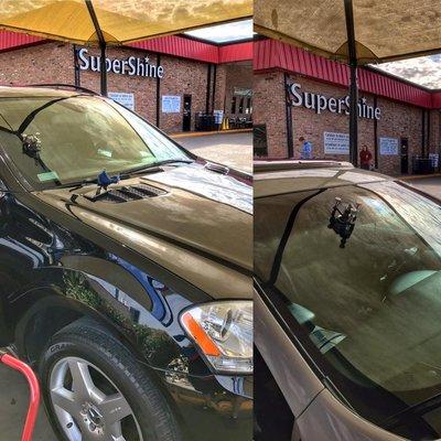 Repairing a rock chip on these two vehicles. If you have full coverage insurance, your provider will repair it at NO cost to you.