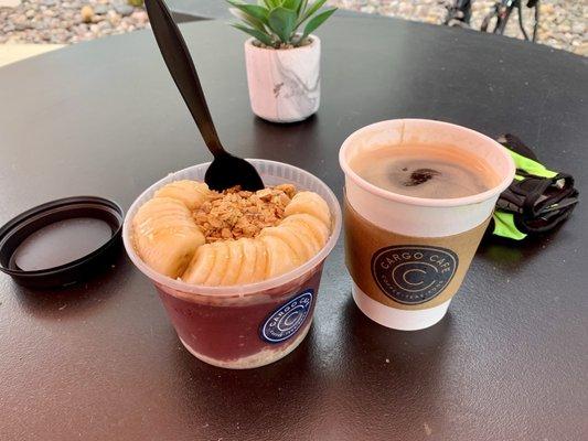 Acai bowl and Americano