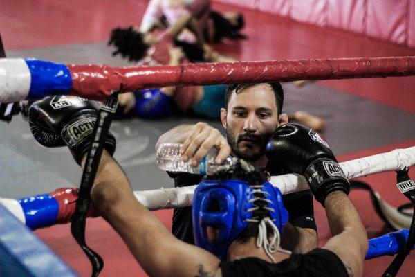 Helping Gilbert Melendez get ready for a UFC fight.