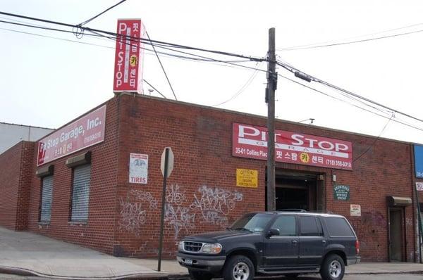 Pit Stop Garage. On the corner of 35th Ave & Collins Place.