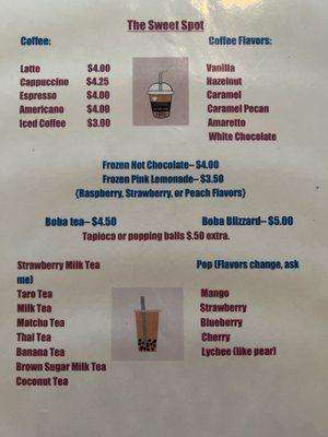 Drink menu