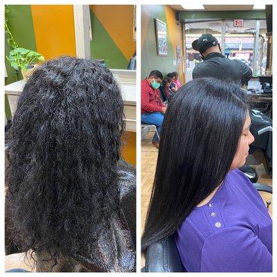 Before and after keratin service!