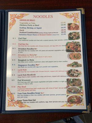 Menu Noodles