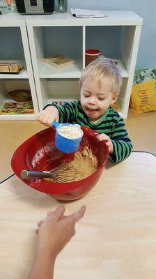 We love to cook and bake nearly every week - today's fun activity was oatmeal cookies.