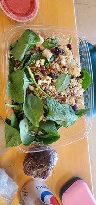 Mirage Salad with spinach, gorgonzola, dried cranberries, pecans, raspberry dressing!!! YUM!!