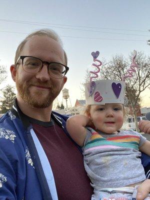 Finn wearing her valentines day crown from Nelly's.