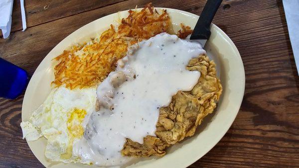 Chicken Fried Steak and Eggs with Hashbrowns!