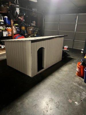 Doghouse at completion before being moved outside