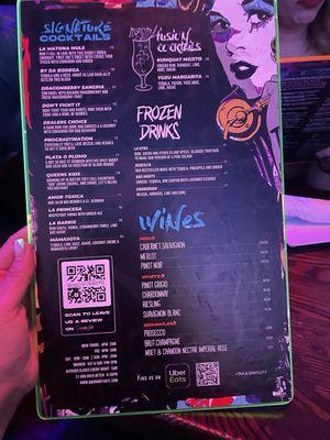 Drink menu