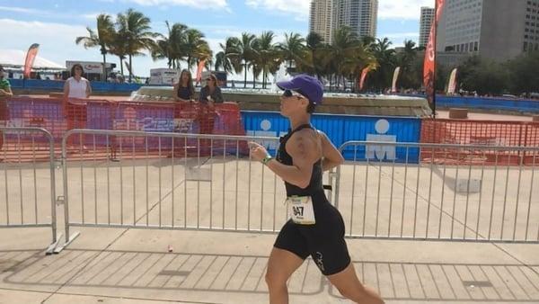 Here I am during the run portion of Ironman Miami 70.3.