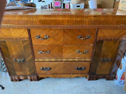 The art deco waterfall credenza I had delivered.