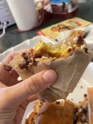 Inside Breakfast Burrito (my sister gave me a piece and I gave her more than half my torta). They're huge!