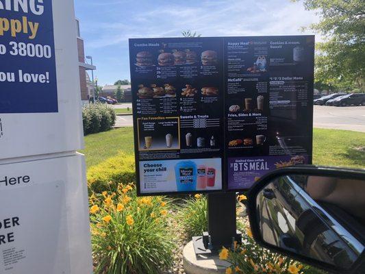 Drive thru menu