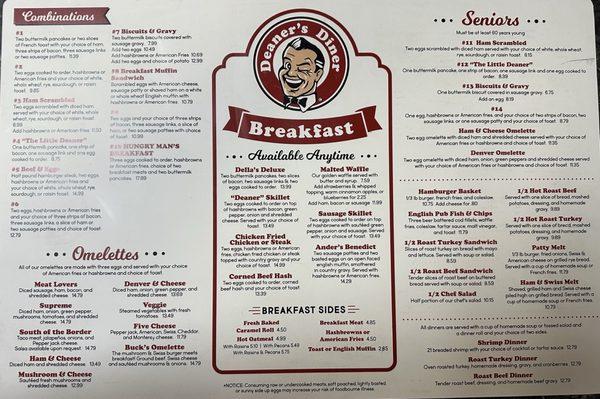 Breakfast menu