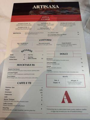 Back of Menu