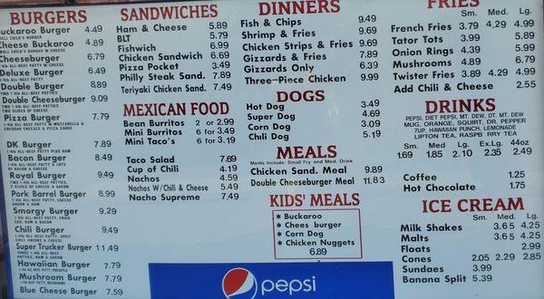 Bobs Drive In Menu 8/29/2021