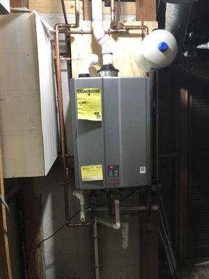 Tankless water heater install, instant, up to 400,000 BTUs