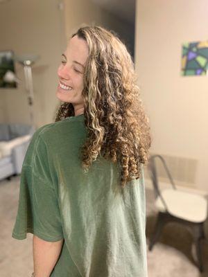 After: look at the color and definition/ depth to the curls because of the color! The balayage enhances the definition curls imo