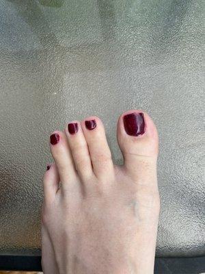 Terrible Shellac pedicure!!!  Worst ever!!