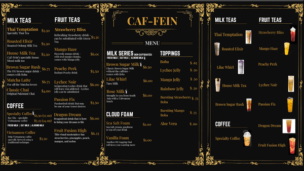 Our new and updated menu