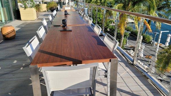 Urban Oak tables with Charging towers and Wireless chargers..