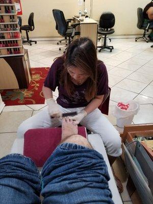 Bill Lewis of Fort Lauderdale, Florida, stopping in for a mani/pedi.