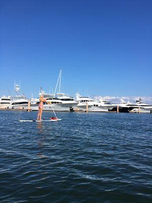 Here's Christine, one of our awesome guides, enjoying the sights of the West Palm Beach Waterfront!