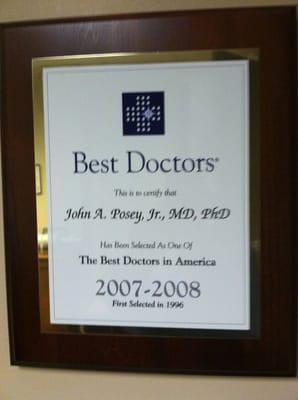 Dr. Posey voted for best doctors 2007, 2008, 2009, 2010, 2011