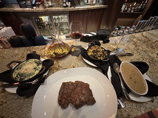 Ribeye Creamed Spinach Succotash & Au Pointe