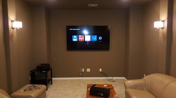 75" Vizio LCD Tilt mount, In-wall wiring. audiovideotexas.com