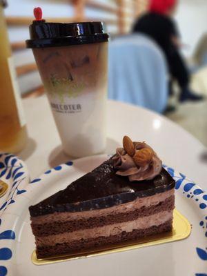 Deluxe chocolate moose and ice latte