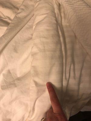 Is this bed made correctly? The comforter (the striped bit) seems to be sticking out and accessible (aka not clean)