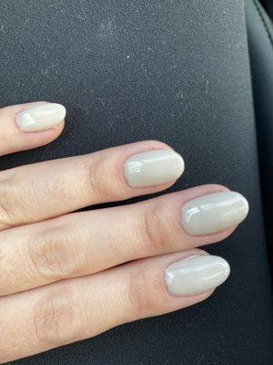 Uneven and messy gel manicure