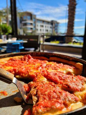 Half sausage half pep deep dish buttercrust.